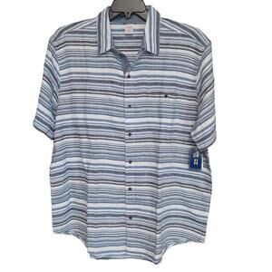 Gymboree Men's Linen Rayon Loose Fit Button Up Shirt XL Chest: 50